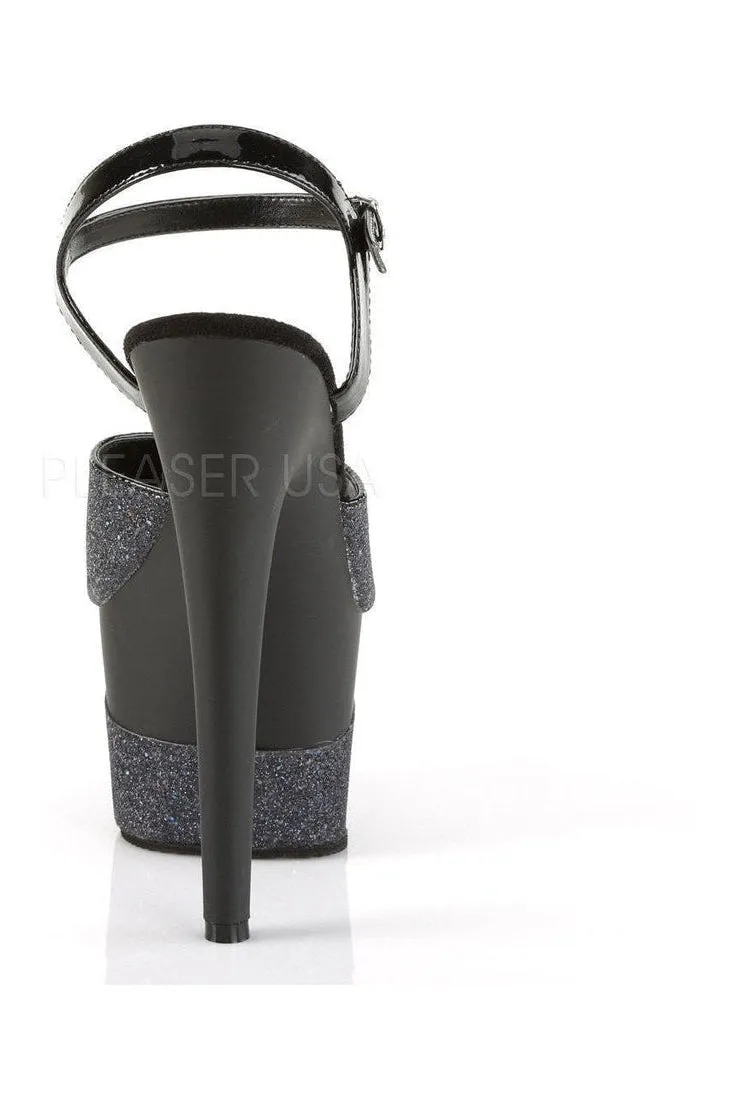 ADORE-709-2G Platform Sandal  | Black Glitter