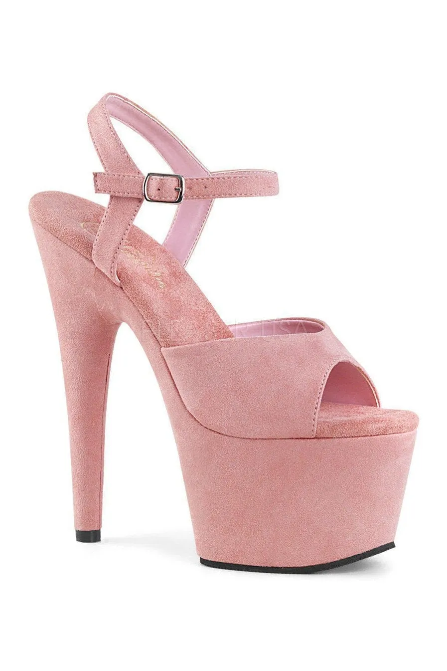 ADORE-709FS Platform Sandal  | Pink Faux Suede