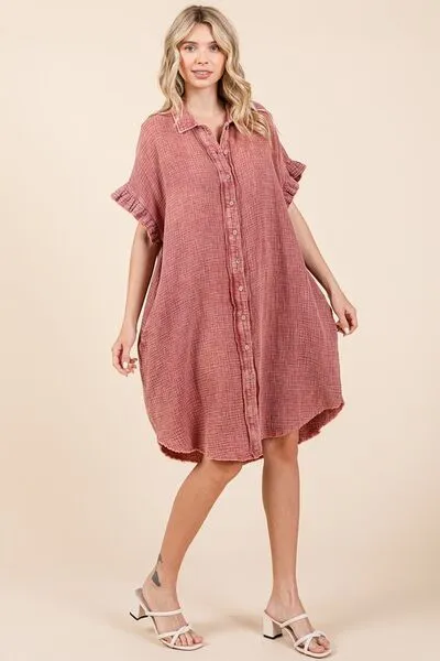 Dress With Ease Mineral Wash Mini Shirt Dress